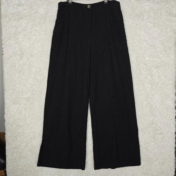 Lulus Womens Wide Leg Linen Blend Pants Size XL Black Lightweight High - Picture 1 of 7